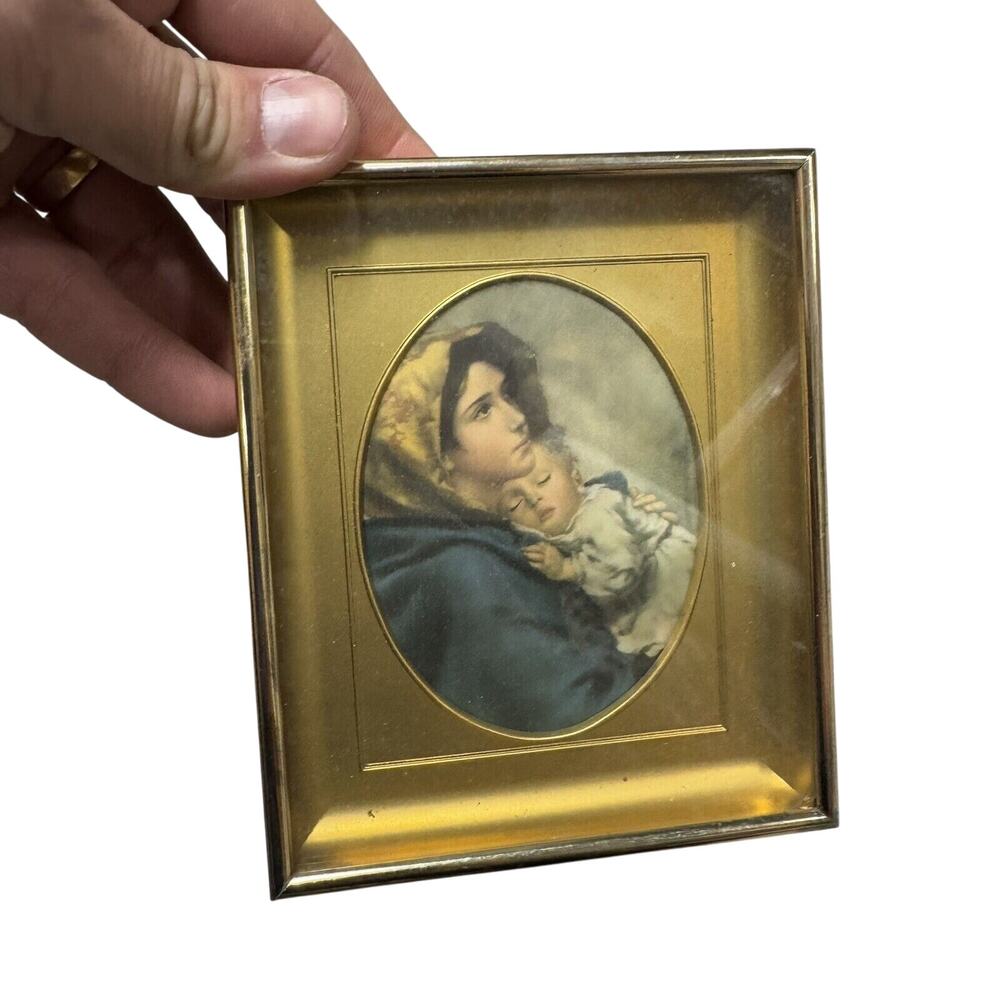 Vintage Brevettato Ferruzzi Madonna of the Streets Mary Framed Standing Art HLBN
